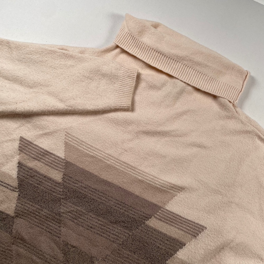 Prana Frosted Pine Soft Turtleneck Sweater Beige Brown Geometric Knit Large